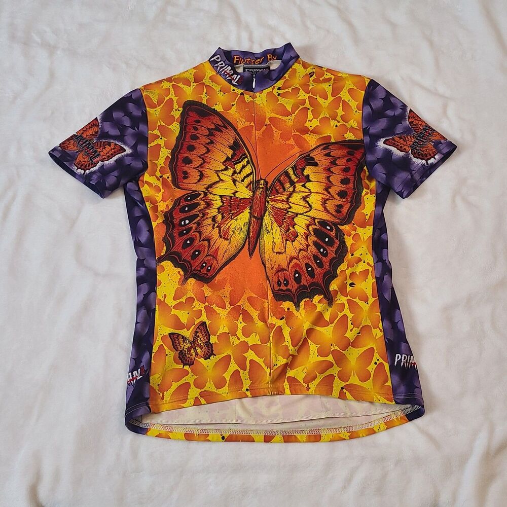 Primal Wear Women Size L Shirt Flutterbike Butterfly Cycling Bike Race Jersey